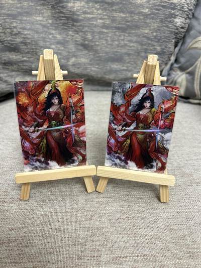 喜灰玩卡拍卖第七期，接拍品0佣金，欢迎送拍，释放现金流，让自己有资金可以购买更多喜欢的卡牌，让别的卡友能淘到更多心仪的卡牌 - 卡德曼 张建东水浒第二弹 特卡扈三娘 彩闪 一组2张 （原画、水墨）