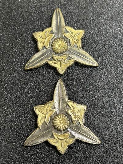 西秦中古拍卖第八十三期  - 不忘历史·抗战收藏 日本航空学校徽章一对 带菊瓣纹图案