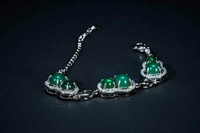 上海都达杂项专场六十九【全场包邮】 - 天然绿玛瑙葫芦蛋面手链96-210