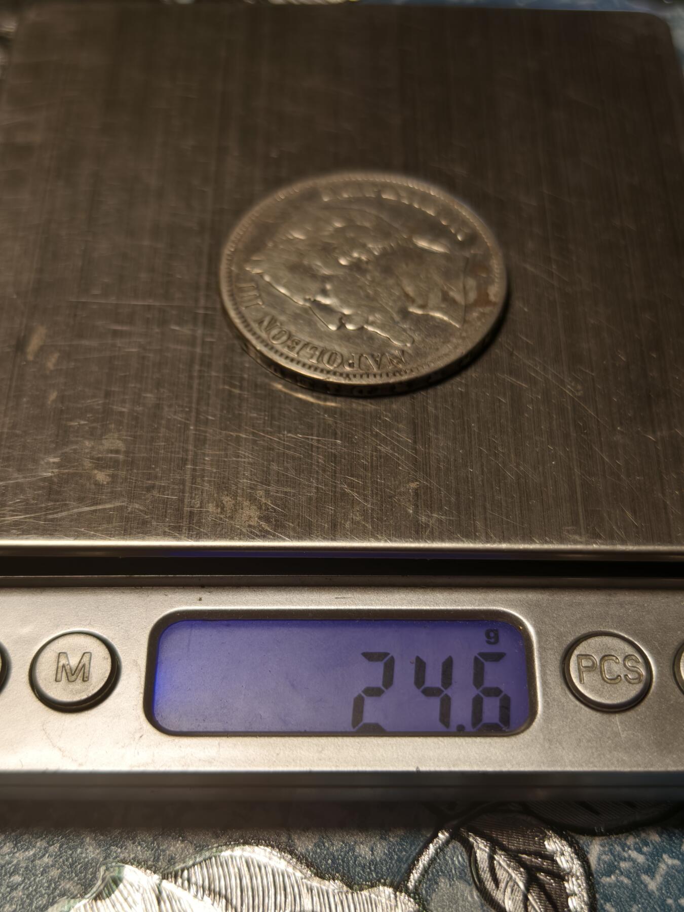 抚柳草堂-第二十三期章牌钱币  奖章勋章 满百包邮 放漏专场 1870法国拿破仑三世5法郎大银币 重24.6g 流通好品味道不错