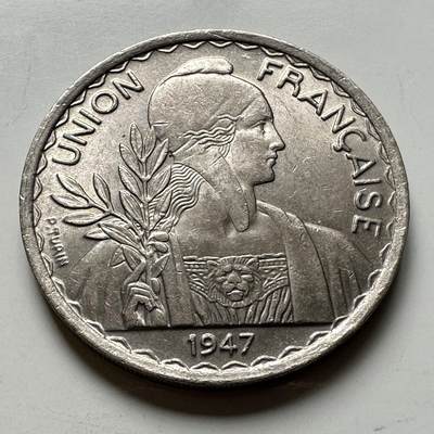 🌹外币初藏🌹🐯2026年第40场   每周二四六晚8️⃣点 世界钱币 - 法属印度支那 1947年1皮阿斯特 齿边 带光好品