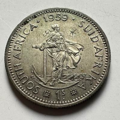 🌹外币初藏🌹🐯2026年第40场   每周二四六晚8️⃣点 世界钱币 - 英属南非 1959年  1先令银币 5.63克-23.5毫米-50%银