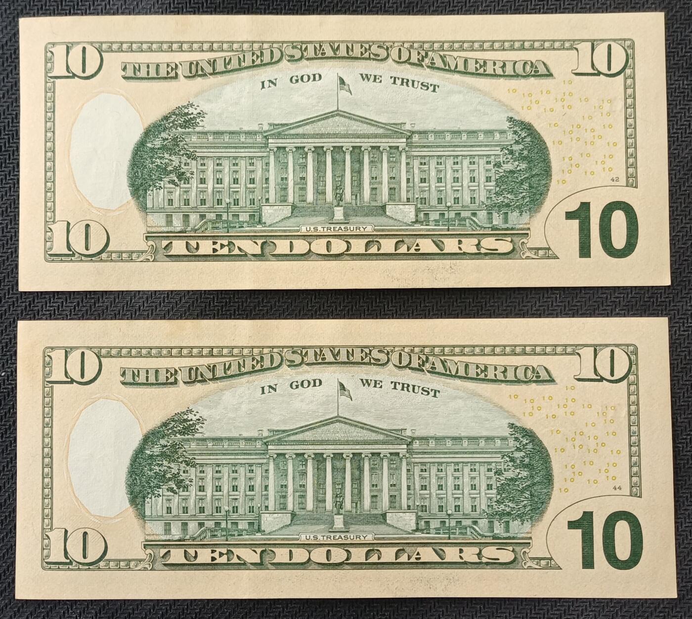 【游宝包邮场】丙午马年第21期 首季收官场 美国10美元2张 2013年 K-达拉斯 全新UNC-