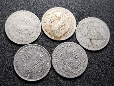 泉币菌-第222场-拍品多 请提前出价 - 5枚一组 印尼 1978年100卢比 生命树的传奇 28mm