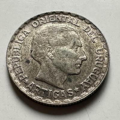 🌹外币初藏🌹🐯2026年第40场   每周二四六晚8️⃣点 世界钱币 - 乌拉圭 1943年 阿蒂加斯 50分银币 7.00克-24毫米-72%银