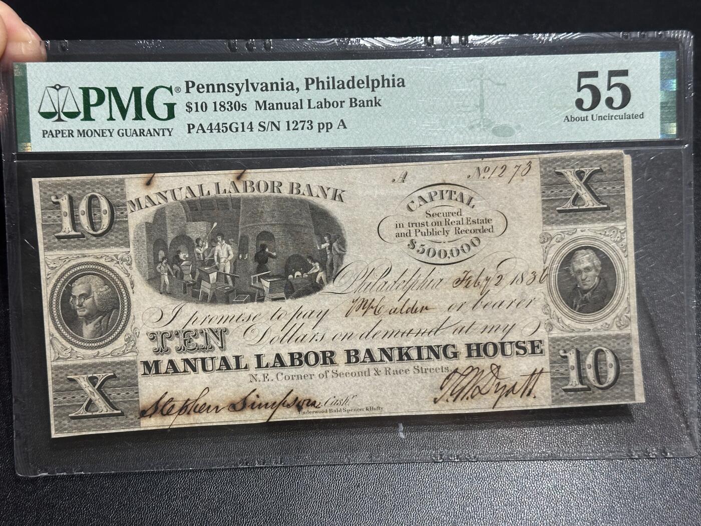 《外钞收藏家》第六百二十五期（精选场）（长期征集拍品、欢迎藏友们联系合作） 1930年美国宾夕法尼亚州10元 PMG55