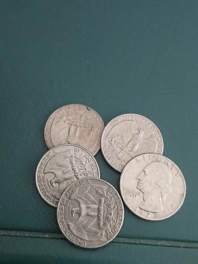 松南世界钱币——260408A - 美国25分硬币5枚4