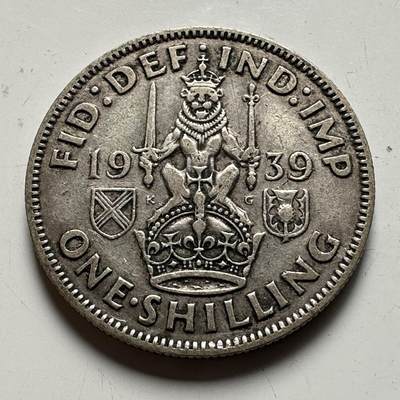 🌹外币初藏🌹🐯2026年第40场   每周二四六晚8️⃣点 世界钱币 - 英国 1939年 一先令银币 5.65g-23.5mm-50%银