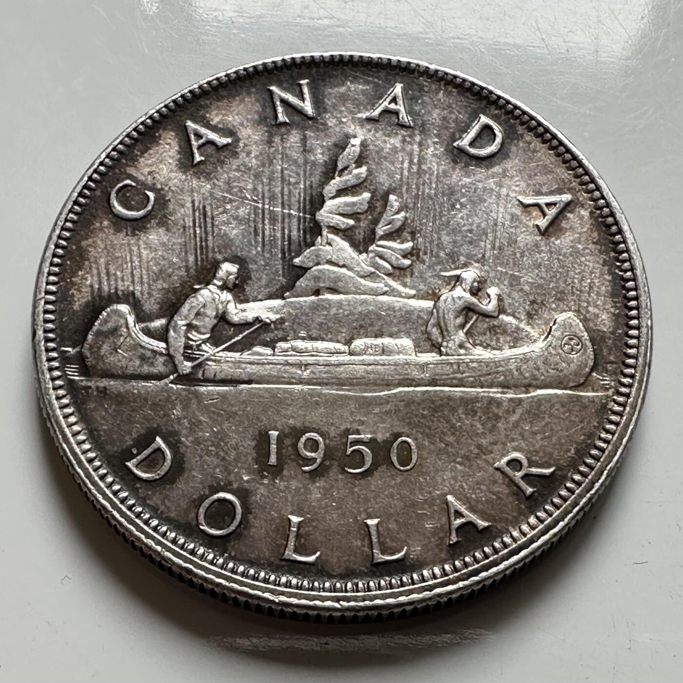 🌹外币初藏🌹🐯2026年第40场   每周二四六晚8️⃣点 世界钱币 加拿大 1950年划船 1元 23.32g-36mm-80%银