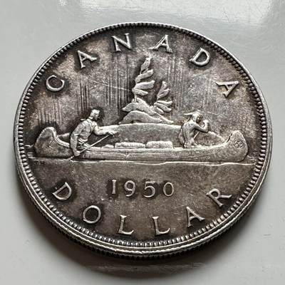 🌹外币初藏🌹🐯2026年第40场   每周二四六晚8️⃣点 世界钱币 - 加拿大 1950年划船 1元 23.32g-36mm-80%银