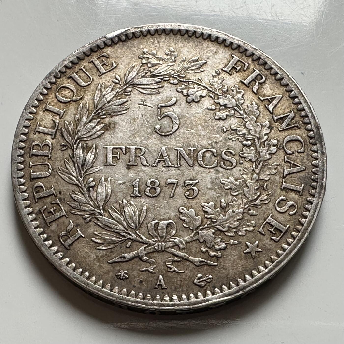 🌹外币初藏🌹🐯2026年第40场   每周二四六晚8️⃣点 世界钱币 法国 1873年 大力神5法郎 25g-37mm-90%银