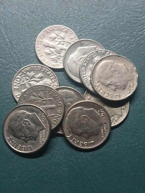 松南世界钱币——260407B 美国10美分镍币10枚2