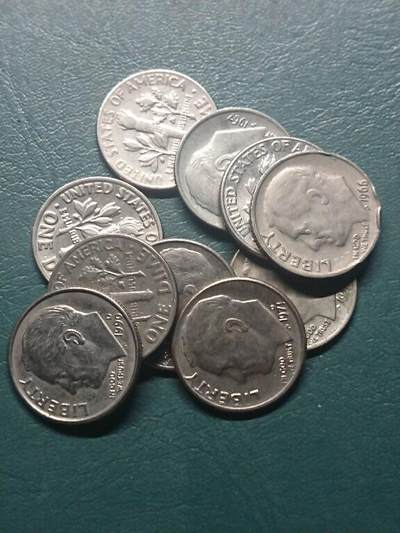 松南世界钱币——260407B - 美国10美分镍币10枚2