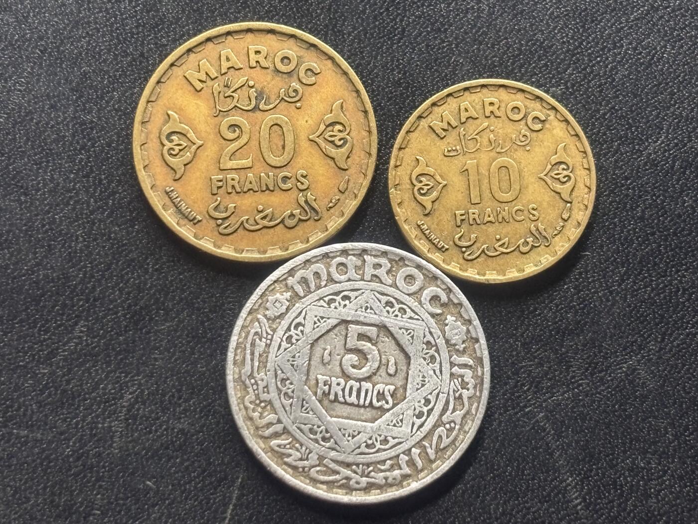 邮泉阁外国硬币限时拍卖第四十五场 （邮票在国外，请付邮费6元） 法属摩洛哥3枚