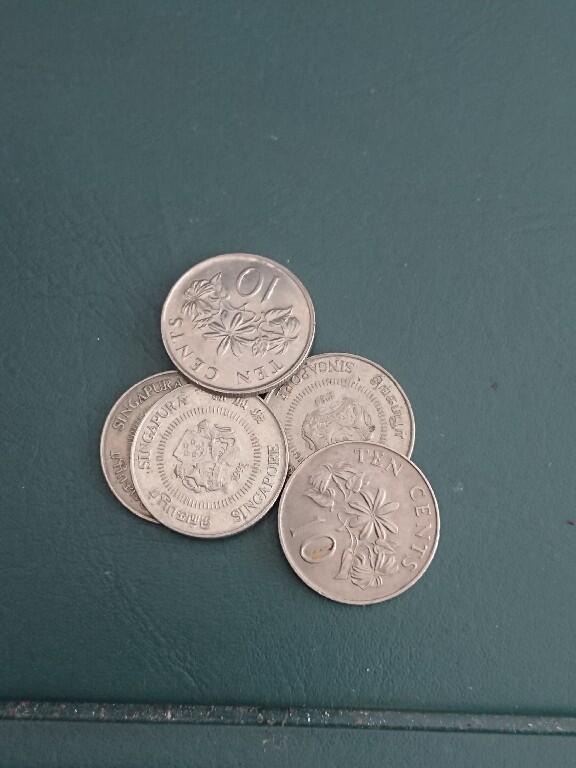 松南世界钱币——260408A 新加坡10分镍币5枚