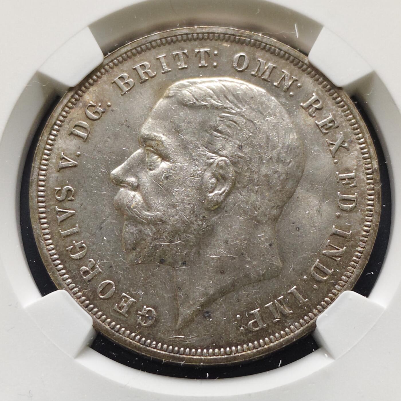 【全场包邮】纯粹捡漏拍519场 英国1935年1克朗乔治五世在位25周年木马剑克朗型纪念银币【39毫米28.28克50%】-NGC MS62