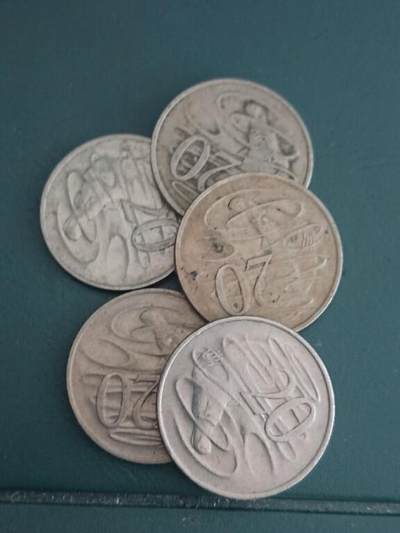 松南世界钱币——260408A - 澳大利亚20分镍币5枚2