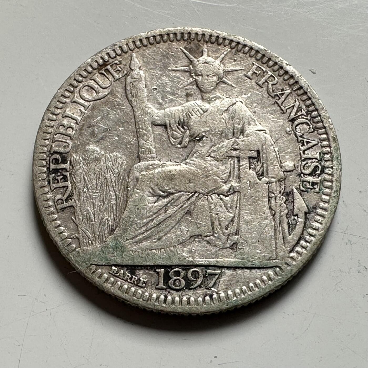 🌹外币初藏🌹🐯2026年第40场   每周二四六晚8️⃣点 世界钱币 法属印度支那 1897年 10分 2.7g-18mm-90%银