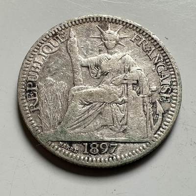 🌹外币初藏🌹🐯2026年第40场   每周二四六晚8️⃣点 世界钱币 - 法属印度支那 1897年 10分 2.7g-18mm-90%银