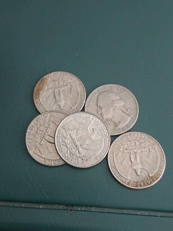 松南世界钱币——260408A 美国25分硬币5枚3