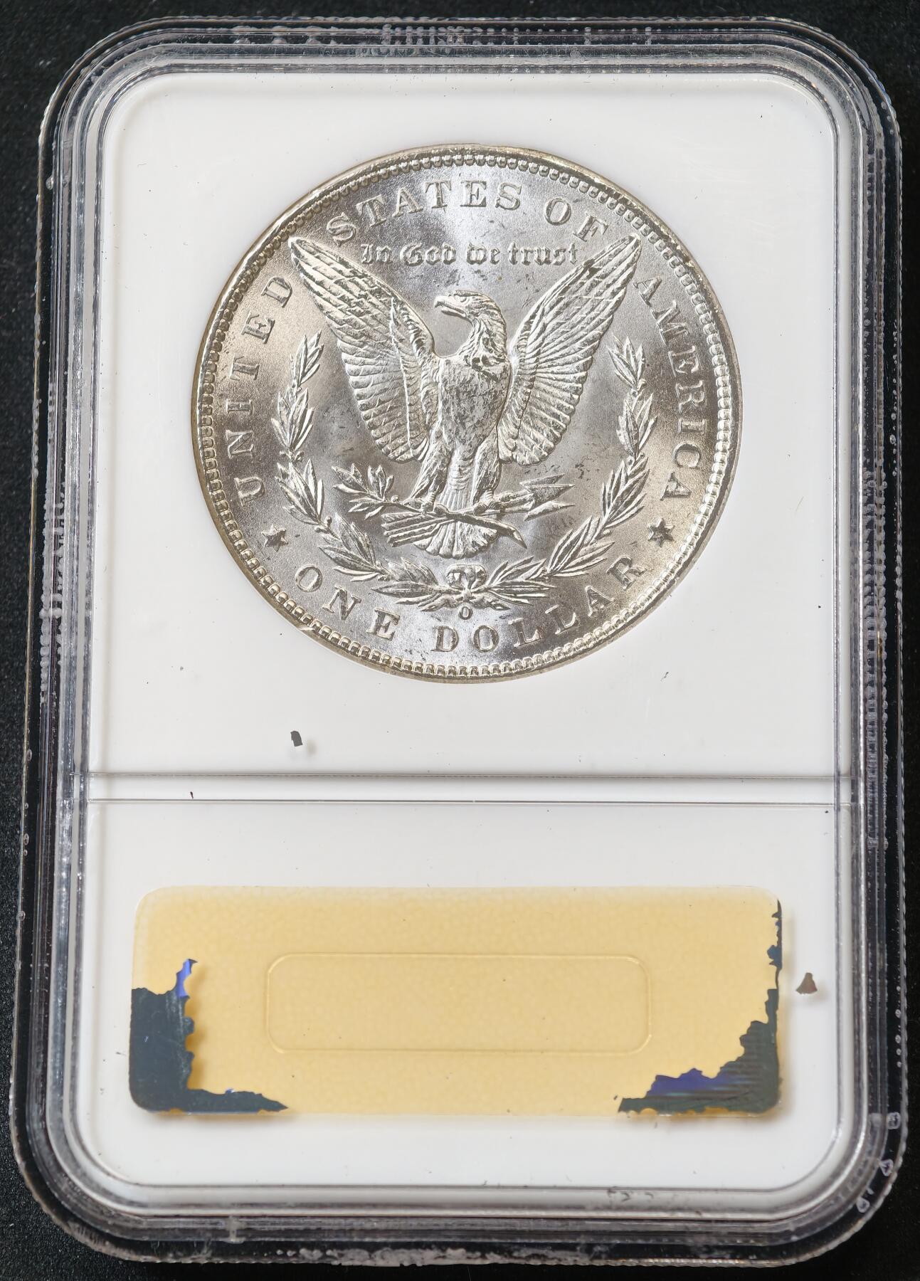 甄臻铺-世界币章拍卖（第59期），甄品场拍品征集中，送拍享返佣金等优惠多多 NGC-MS64 1898年美国O版摩根，少见年份，老盒子严评，盒子手感很好，背面标签时间太久了已经脱落了，盒子没问题