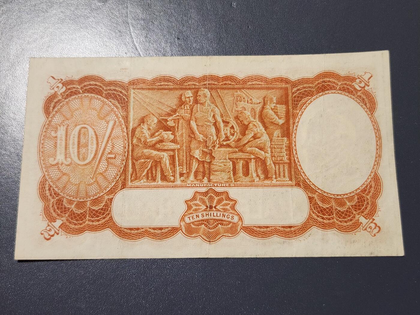 4月9号晚上8点 中外纸币自动截拍第53场 澳大利亚10先令 签名1 美品