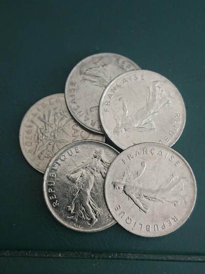 松南世界钱币——260408A - 法国5法郎镍币5枚1