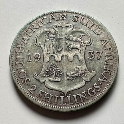 🌹外币初藏🌹🐯2026年第40场   每周二四六晚8️⃣点 世界钱币 - 英属南非 1937年 乔治六世 2先令 11.31克-28.52毫米-80%银