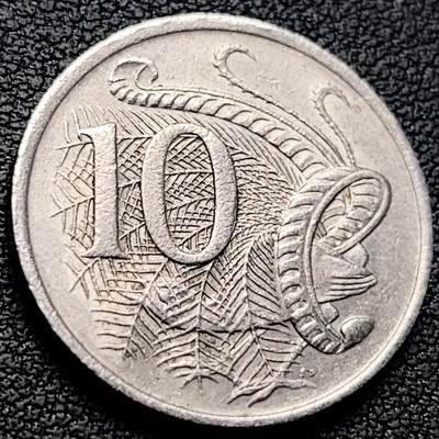 泉币菌-第223场-拍品多 请提前出价(工作原因  发货比较迟缓 已在拍卖规则里面说明 望理解) - 英属 澳大利亚1974年10分铜镍币 琴鸟 伊丽莎白二世女王  铜镍币 23.6mm