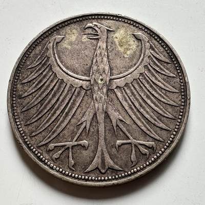 🌹外币初藏🌹🐯2026年第40场   每周二四六晚8️⃣点 世界钱币 - 德国 1951年 五马克银币 11.2g-28.9mm-62.5%银