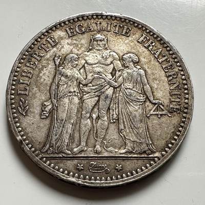 🌹外币初藏🌹🐯2026年第40场   每周二四六晚8️⃣点 世界钱币 - 法国 1873年 大力神5法郎 25g-37mm-90%银