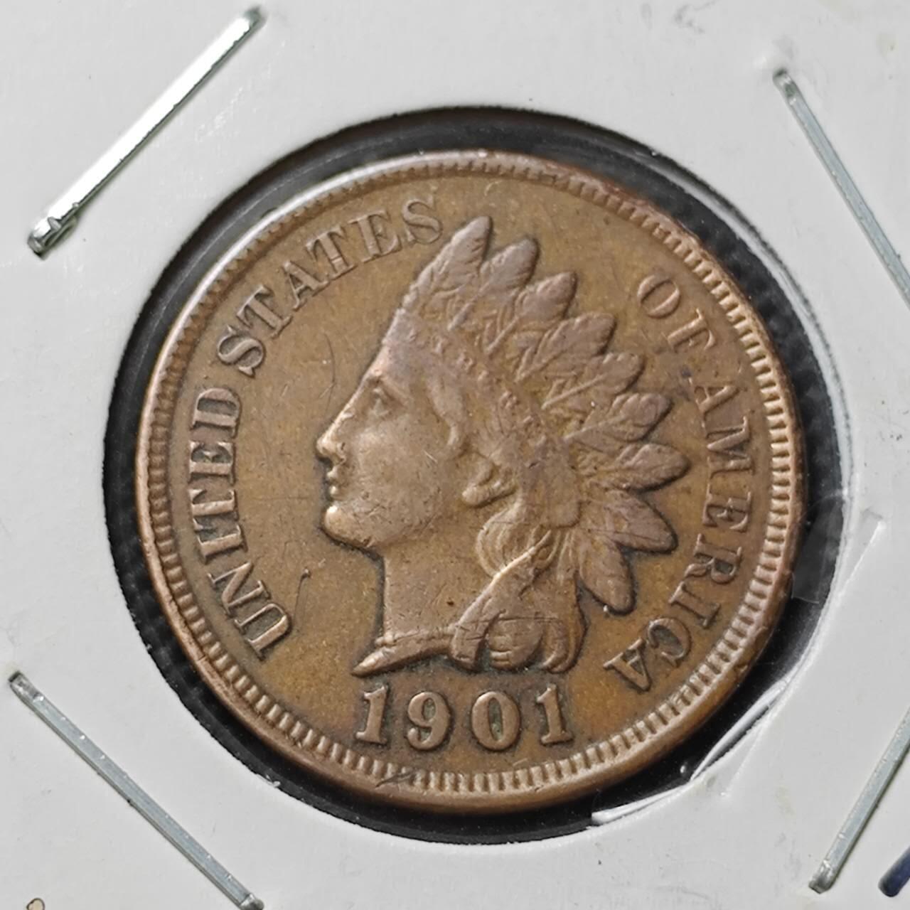 KK钱币收藏小铺  第409期 2月预留时间 周末发货  1901美国1分铜币