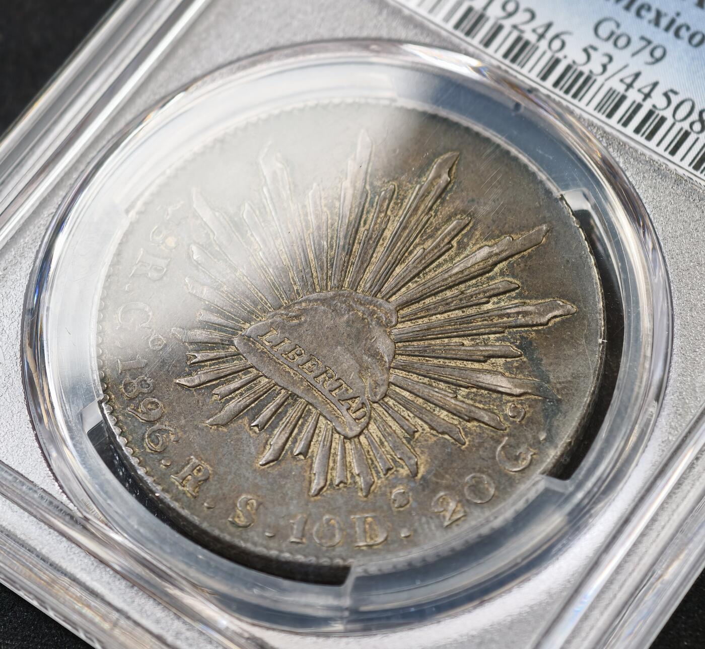 甄臻铺-世界币章拍卖（第59期），甄品场拍品征集中，送拍享返佣金等优惠多多 PCGS-AU53 墨西哥 1896年 花边鹰洋 银币 近未流通品 高点细节都不错 有高清图