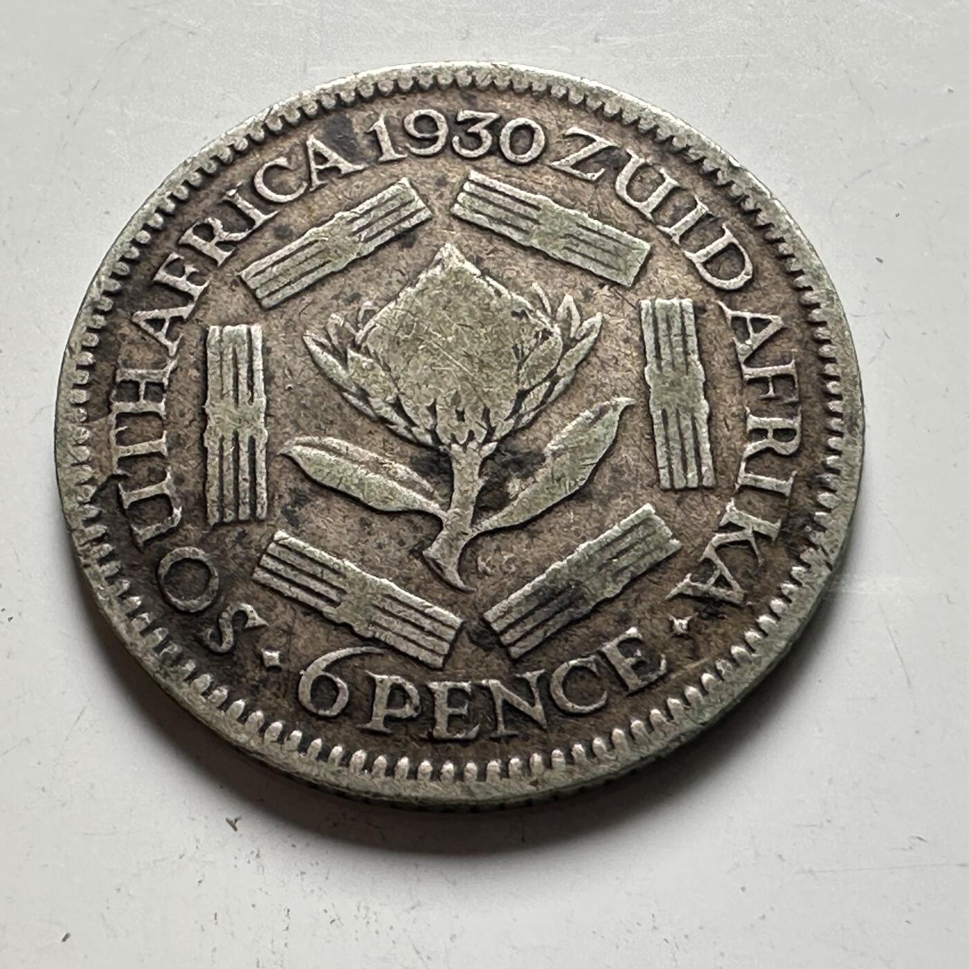 🌹外币初藏🌹🐯2026年第40场   每周二四六晚8️⃣点 世界钱币 英属南非 1930年 乔治五世 6便士银币 2.83克-19毫米-80%银