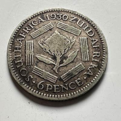 🌹外币初藏🌹🐯2026年第40场   每周二四六晚8️⃣点 世界钱币 - 英属南非 1930年 乔治五世 6便士银币 2.83克-19毫米-80%银