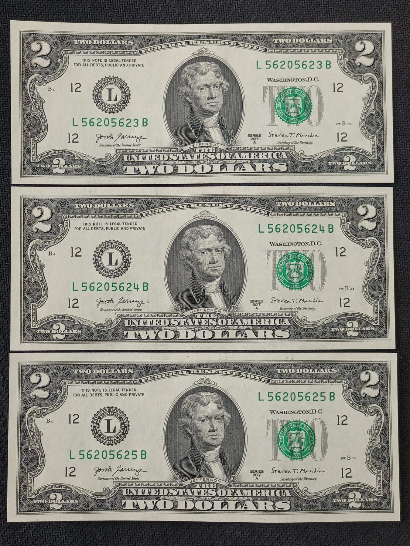 【游宝包邮场】丙午马年第21期 首季收官场 美国2美元 五连号 无47钻石号 56205621~625 全新UNC