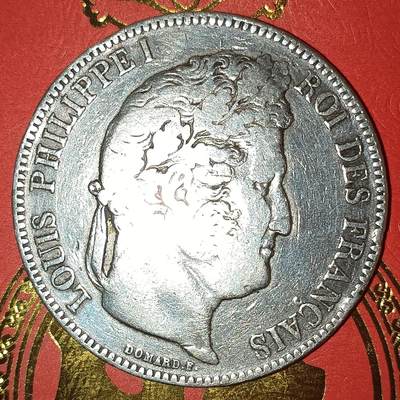 法兰西王国路易菲利普一世5法郎银币 - 1843年法兰西王国路易菲利普一世5法郎银币24.80克