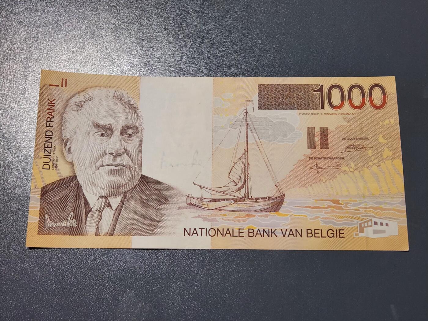 4月8号晚上8点 中外纸币自动截拍第52场 比利时1000极美品