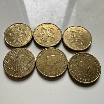 🌹外币初藏🌹🐯2026年第39场   每周二四六晚8️⃣点 苏联泰国纪念币世界钱币 - 荷兰芬兰法国50欧分一组6枚