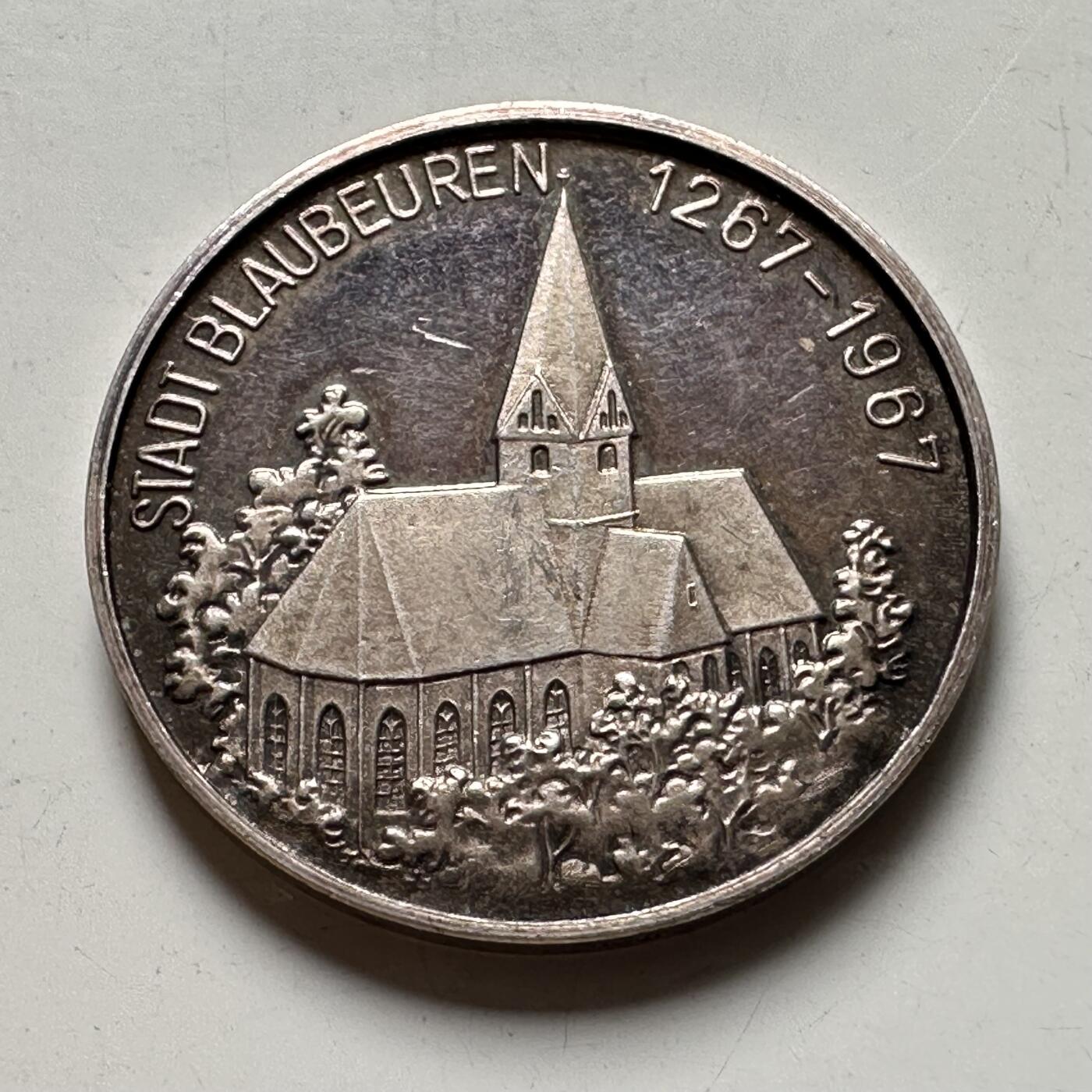 🌹外币初藏🌹🐯2026年第40场   每周二四六晚8️⃣点 世界钱币 德国 1967年 布劳贝恩建市700周年 施洗者约翰 银章 7.1克-26毫米-999银