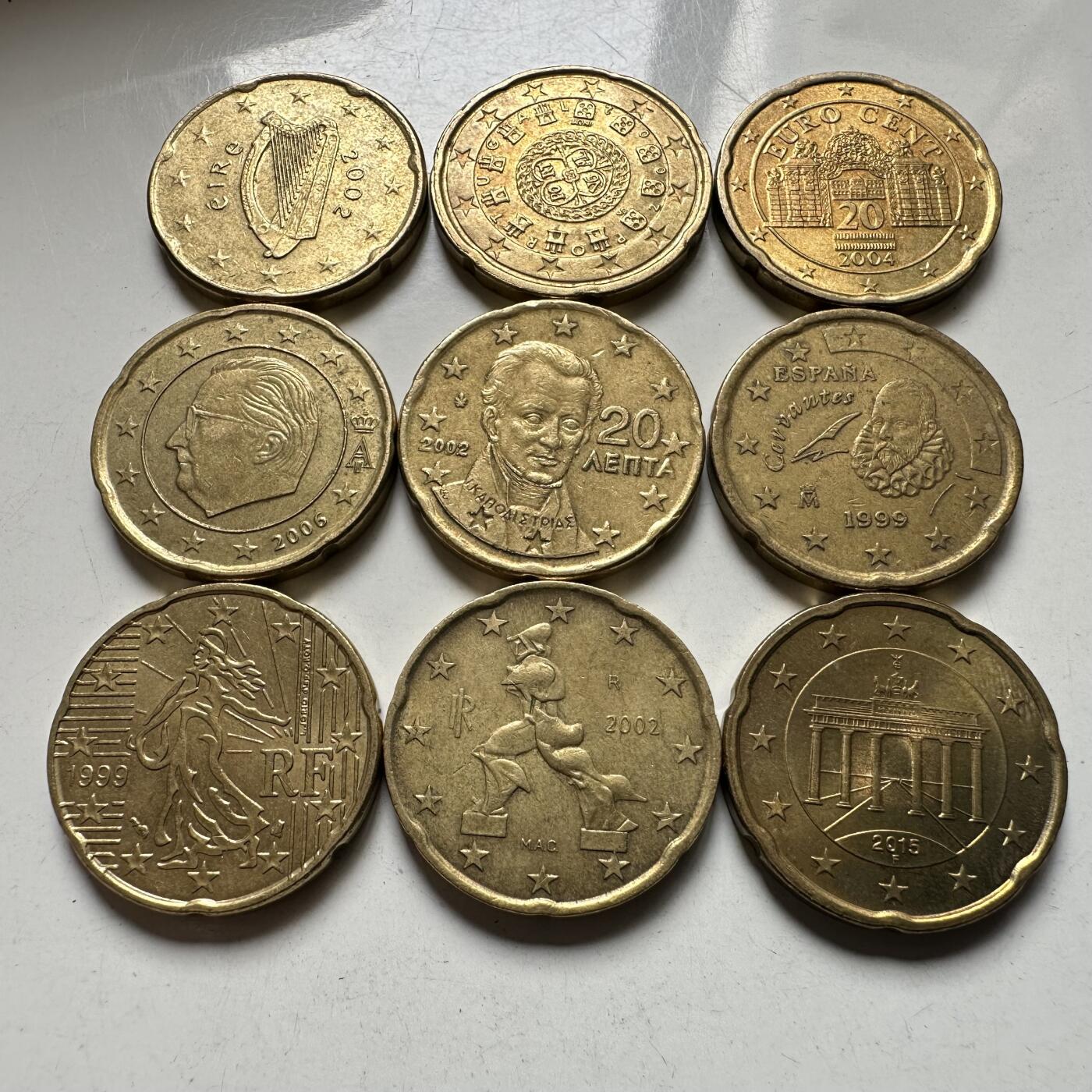 🌹外币初藏🌹🐯2026年第39场   每周二四六晚8️⃣点 苏联泰国纪念币世界钱币 20欧分一组 9枚不同