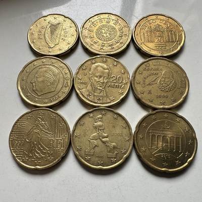 🌹外币初藏🌹🐯2026年第39场   每周二四六晚8️⃣点 苏联泰国纪念币世界钱币 - 20欧分一组 9枚不同