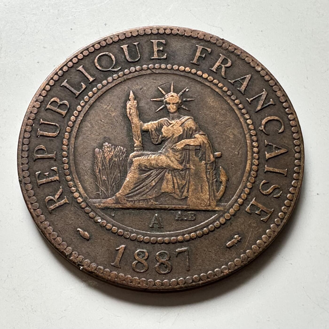 🌹外币初藏🌹🐯2026年第40场   每周二四六晚8️⃣点 世界钱币 法属印度支那 1887年 坐洋 1分铜币 百分之一