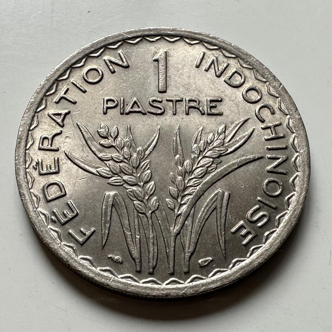 🌹外币初藏🌹🐯2026年第40场   每周二四六晚8️⃣点 世界钱币 法属印度支那 1947年1皮阿斯特 齿边 带光好品