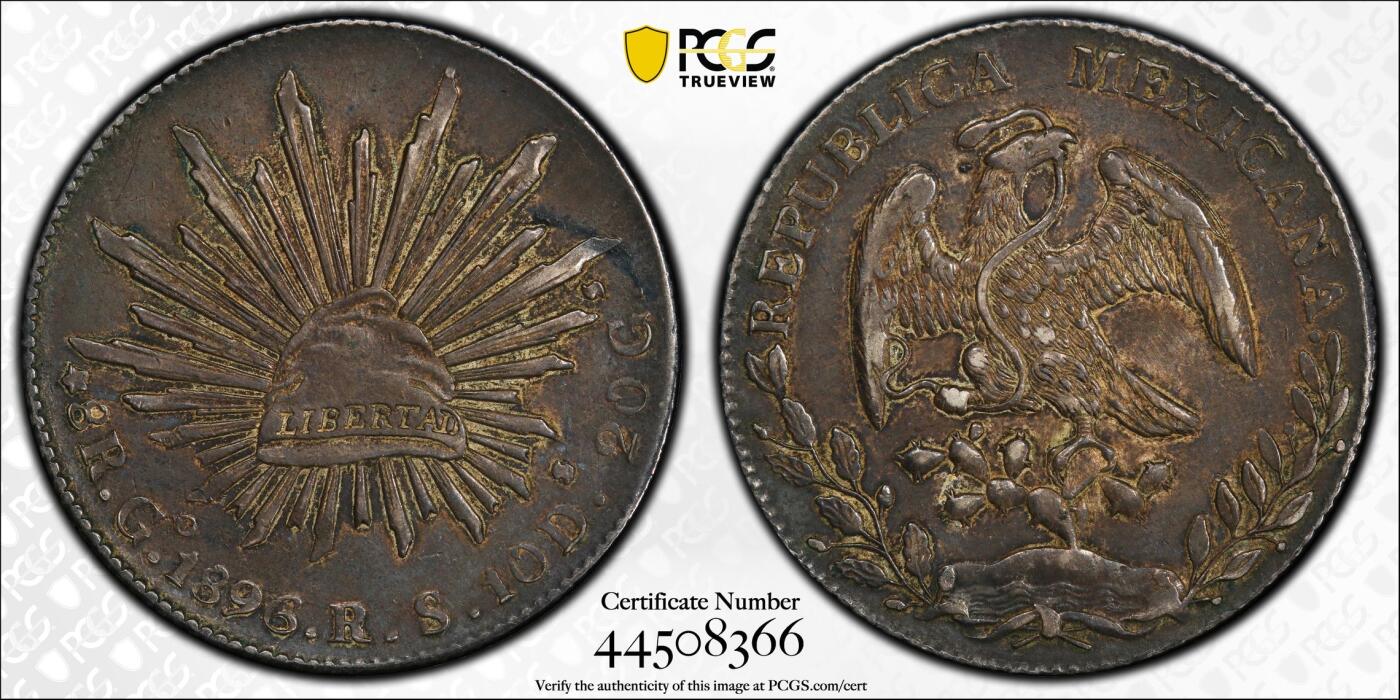 甄臻铺-世界币章拍卖（第59期），甄品场拍品征集中，送拍享返佣金等优惠多多 PCGS-AU53 墨西哥 1896年 花边鹰洋 银币 近未流通品 高点细节都不错 有高清图