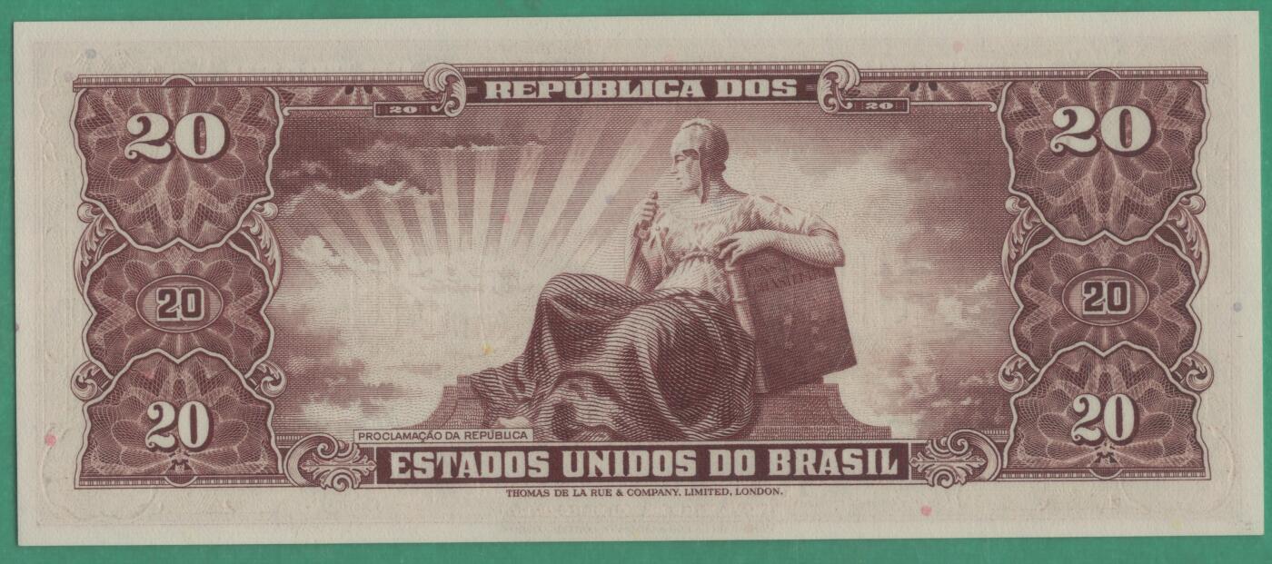 巴西1962年20克鲁塞罗 P-178 第1989组 签名如图 A冠 倒置号 尾869 实物图 UNC