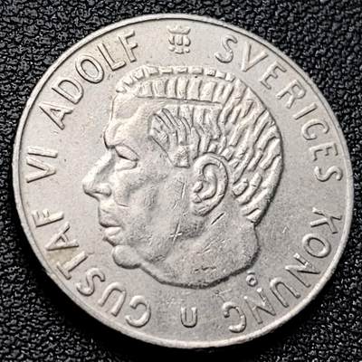 泉币菌-第223场-拍品多 请提前出价(工作原因  发货比较迟缓 已在拍卖规则里面说明 望理解) - 瑞典1973年1克朗铜镍币，古斯塔夫六世国王，25mm