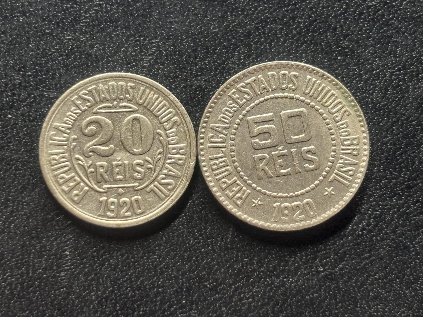 邮泉阁外国硬币限时拍卖第四十五场 （邮票在国外，请付邮费6元） 巴西1920年2枚