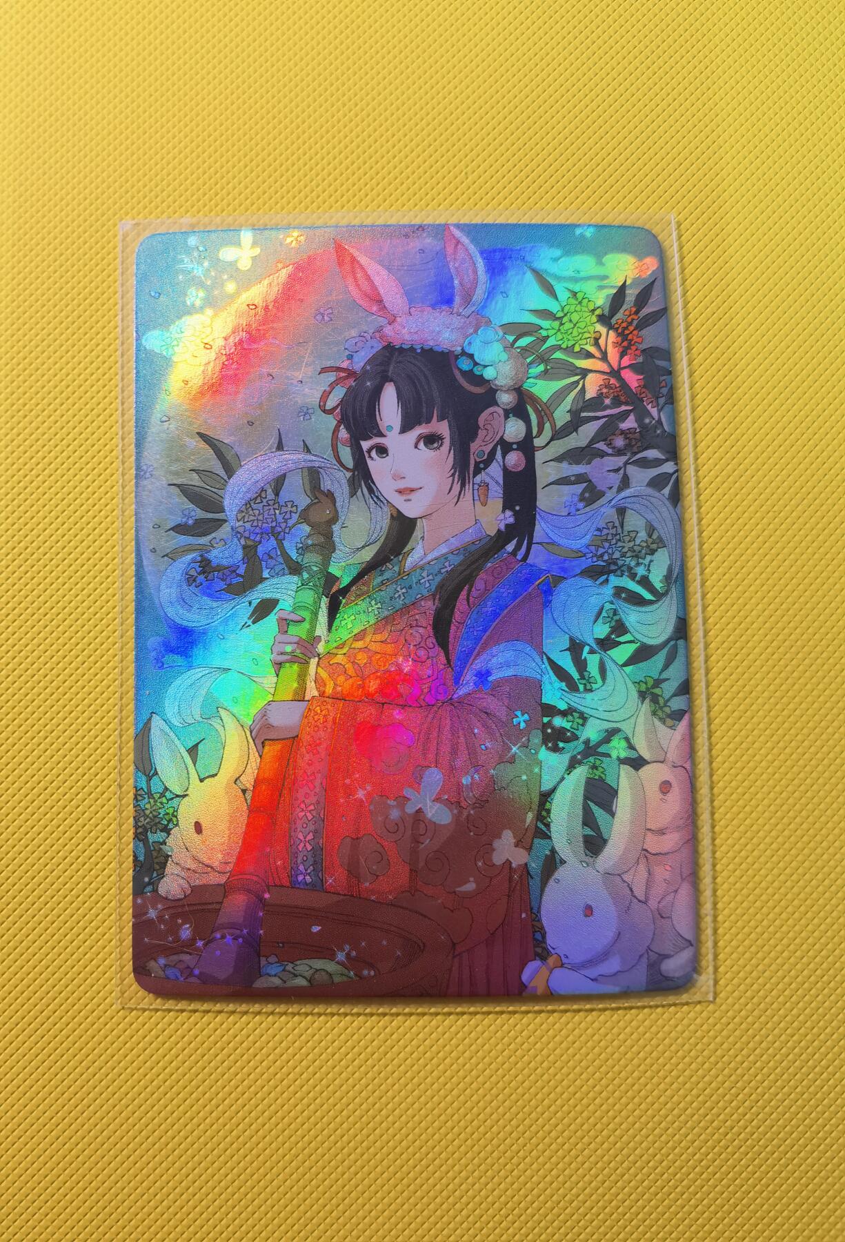 蜂潮卡牌  拍卖001期  小花瓣专场（4月10日  21点  截拍） 小花瓣艺术文创  玉兔捣药  闪卡