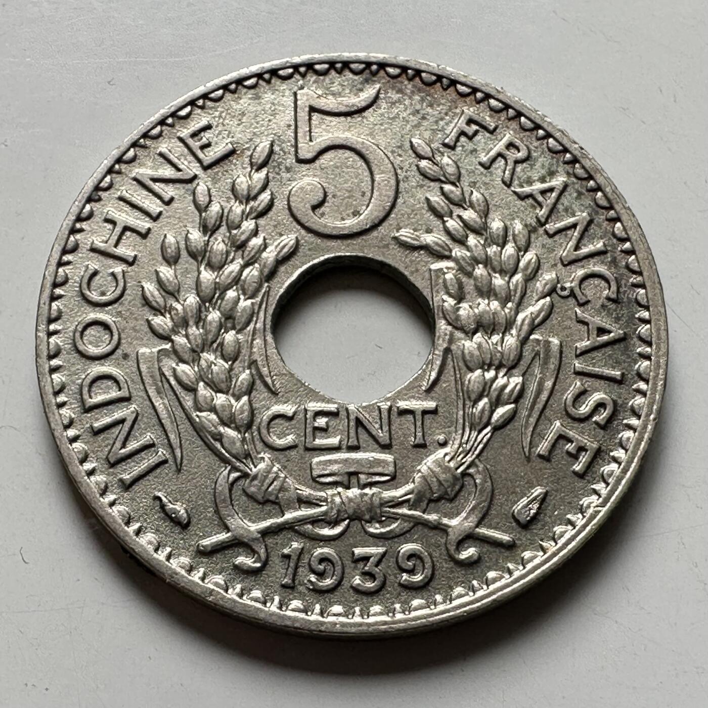 🌹外币初藏🌹🐯2026年第40场   每周二四六晚8️⃣点 世界钱币 法属印度支那 1939年5分